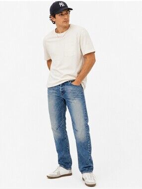 💜 G-Star ($220) RAW 3D Slim Jeans Light Wash Distressed Denim Moto Panel Mens